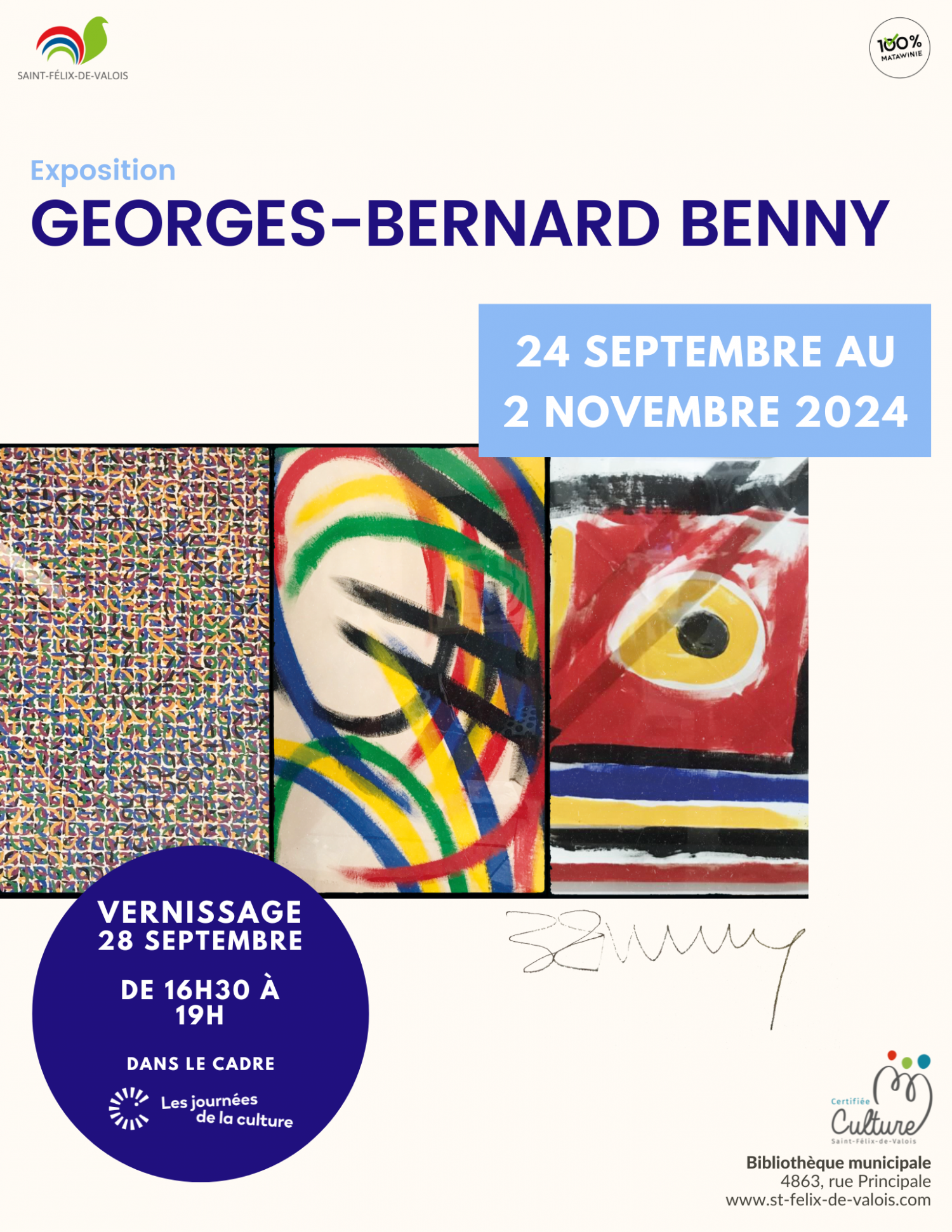 Exposition de l’artiste Georges-Bernard Benny cet automne